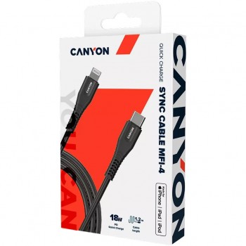 Canyon USB-C to Lightning, 1.2m (CNS-MFIC4B) - Black