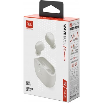 JBL Wave Buds, In-Ear Wireless Earbuds / Perfect Fit - White