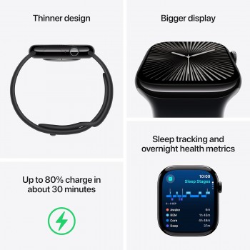 Apple Watch Series 10 (GPS) 46mm - Jet Black Aluminium Case with Ink Sports Loop