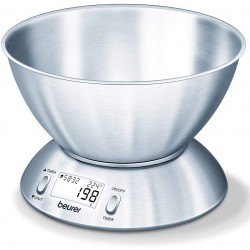 Beurer KS54 Modern Digital Kitchen Scale | Stainless steel design | With 1.5l weighing bowl | Tare weighing function | Temperature function | Timer function | 5kg weight capacity, 708.40