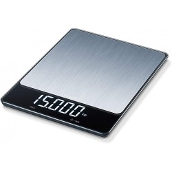 Beurer KS 34 XL Stainless Steel Kitchen Scales for Accurate Weight up to 15 kg with Convenient Tare Function and Hold Function and Magic LED Display