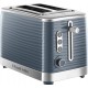 Russell Hobbs 24373 Grey Inspire 2 Slice Toaster, Wide Slot with Frozen, Cancel and Reheat Settings, High Gloss Chrome Accents, 1050 W