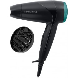 Remington Folding Travel Hairdryer with Mini Concentrator and Diffuser, Worldwide Voltage - D1500, Black