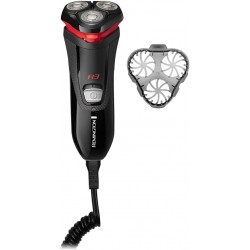 Remington R3000 Style Series R3 Electric Shaver, Corded Rotary Razor with 3-Day Stubble Trimmer and Pop-Up Trimmer, Black/Red