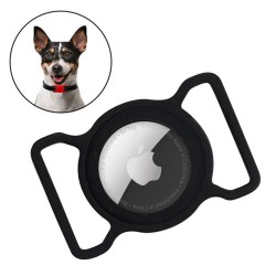 Apple AirTag Case Silicone Flexible Cover Collar Loop Case For Pet Dog/Cat - Black