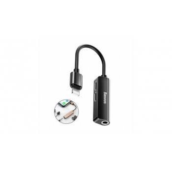 Baseus 3-in-1 iP Male to Dual iP & 3.5mm Female Adapter L52 - Black