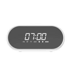 Baseus Speaker Bluetooth Encok E09 Stylish Portable Wireless alarm clock, LED lamp - White