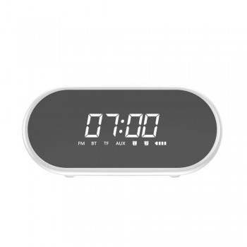 Baseus Speaker Bluetooth Encok E09 Stylish Portable Wireless alarm clock, LED lamp - White