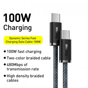 Baseus Dynamic Series Fast Charging Data Cable Type-C to Type-C 100W 1m - Slate Gray