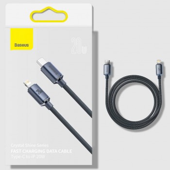 Baseus Crystal Shine cable USB-C to Lightning, 20W, PD, 2m (CAJY000301) - Black