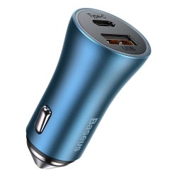 Baseus Golden Contactor Pro Fast USB Car Charger Type C / USB 40 W Power Delivery 3.0 Quick Charge 4+ SCP FCP AFC - Blue 