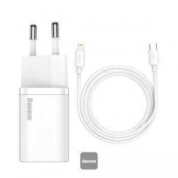 Baseus Super Si 1C fast charger USB Type C 20W Power Delivery + USB cable Type C - Lightning 1m - White
