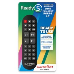 Superior Ready 5 - Universal self-learning remote control compatible with all TVs and SMART TVs - Immediately ready for LG / SAMSUNG / SONY / PANASONIC / PHILIPS