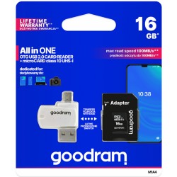 Goodram Micro SD Card, Card Adapter + Card Reader 16GB