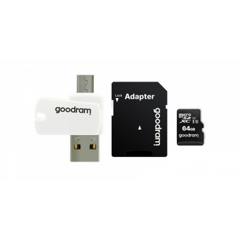 Goodram Micro SD Card, Card Adapter + Card Reader 64GB