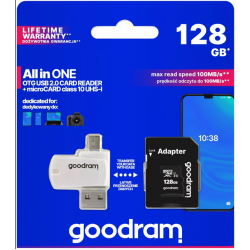 Goodram Micro SD Card, Card Adapter + Card Reader 128GB