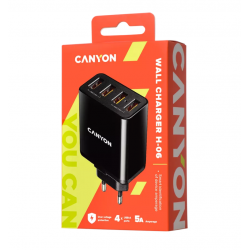 Canyon Powerful Technology Multi-USB Wall Charger, 5A H-06 - Black