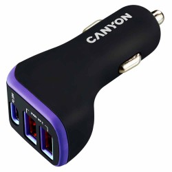 Canyon USB-A/C Car Charger - Black/Blue