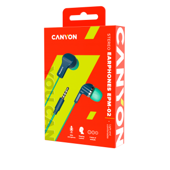 Canyon Colourful stereo earphones with microphone - Green/Blue