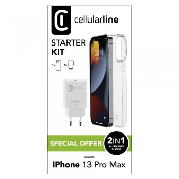 Cellularline (STARTER KIT) – iPhone 13 Pro 2 in 1 (Silicone Case + 20W USB-C Charger)