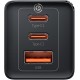 Baseus Travel Charger GaN5 Pro Fast Wall Charger, C+C+U, QC, AFC, PD 65W with Type-C to Type-C (100W) 1m (CCGP120201) - Black