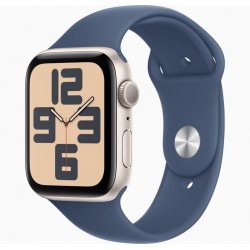 Apple Watch SE (2024) 40mm Starlight Aluminium Case with Denim Sport Band - S/M