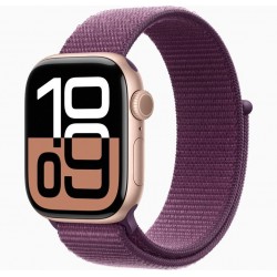 Apple Watch Series 10 (GPS) 42mm - Rose Gold Aluminium Case with Plum Sport Loop