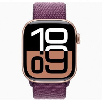 Apple Watch Series 10 (GPS) 42mm - Rose Gold Aluminium Case with Plum Sport Loop