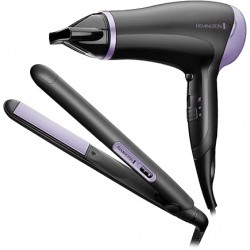 Remington Style Essentials Hair Care Gift Set (D3016GP) Slim Ceramic Hair Straighteners and 2000W Hair Dryer with Concentrator 