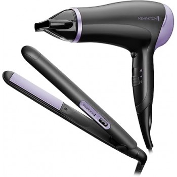 Remington Style Essentials Hair Care Gift Set (D3016GP) Slim Ceramic Hair Straighteners and 2000W Hair Dryer with Concentrator 