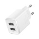 Baseus Compact Wall Charger with 2 x USB 10.5W - White