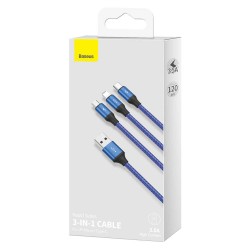 Baseus Rapid 3in1 Braided USB to Lightning / Type-C / micro USB 1.2m 5A Cable - Blue