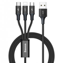 Baseus Rapid 3in1 USB - USB Type C / Lightning / micro USB cable for charging and data transfer (Lightning) 1.2m - Black