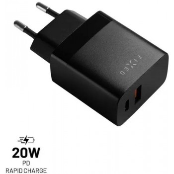 FIXED USB-C/USB Travel Charger 20W | FIXC20N-CU-BK - Black