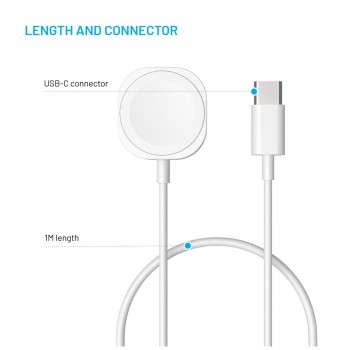 FIXED USB-C charging cable for Apple Watch, white