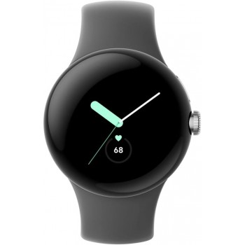 Google Pixel Watch LTE Smartwatch - Polished Silver case w/ Charcoal Gray Active band