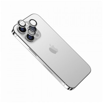 PROTECTIVE GLASS FOR CAMERA LENSES FIXED CAMERA GLASS FOR APPLE IPHONE 15 PRO/Pro Max, SILVER