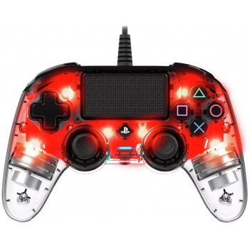 Nacon Wired Compact Controller For PlayStation 4 - Transparent Red