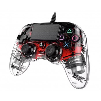 Nacon Wired Compact Controller For PlayStation 4 - Transparent Red