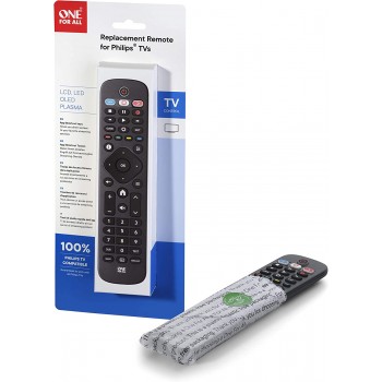 One For All Philips TV Replacement remote – Works with ALL Philips TVs - Black