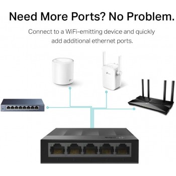 TP-LINK Litewave 5 Port Gigabit Ethernet Switch | Desktop Ethernet Splitter | Plastic Case | Unshielded Network Switch | Plug & Play