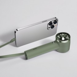 Baseus mini fan power bank with built-in Lightning cable - Green