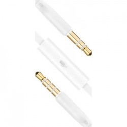 FIXED FLAT AUDIO AUX CABLE FIXED WITH 2 X 3.5 MM JACK CONNECTORS, WHITE