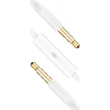 FIXED FLAT AUDIO AUX CABLE FIXED WITH 2 X 3.5 MM JACK CONNECTORS, WHITE