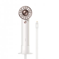 Baseus mini fan power bank with built-in Lightning cable - White