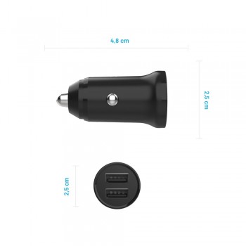 FIXED Dual USB Car Charger 15W - Black