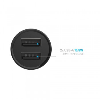 FIXED Dual USB Car Charger 15W - Black