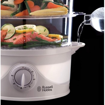 Russell Hobbs 21140 3-Tier Food Steamer, 800 W, 9 Litre, White