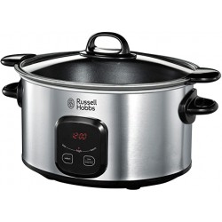 Russell Hobbs 22750 Maxicook Digital Slow Cooker, Removable Searing Pot and 24 Hour Programable Timer, 6 Litre, Silver