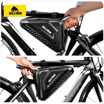 WILDMAN Bicycle bag ES19 Mountain Road Bike Top Tube Cycling Pouch Bicycle Triangle Frame Bag Waterproof 3L - Black
